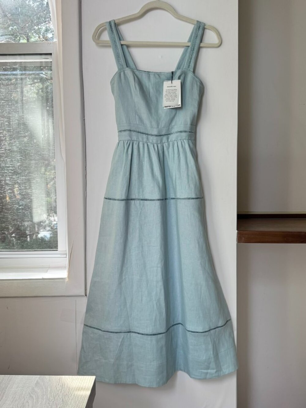 NWT Reformation Everett Linen Midi Dress Aquamarine Size 0